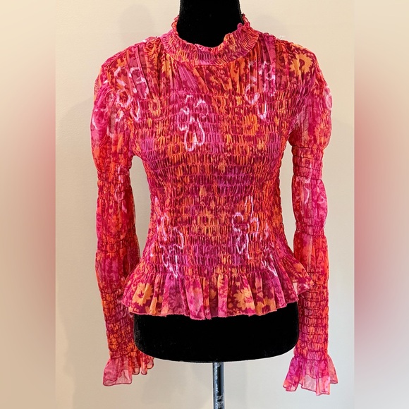 Women’s FREE PEOPLE Hello There floral long sleeve top- Size medium - Picture 3 of 8